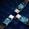 Baseus Golden Loop visszahúzható 3 az 1-ben USB kábel - micro USB / Lightning / USB-C 3.5A 35cm - 120cm fekete (CAMLT-JH01)