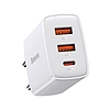 Baseus kompakt gyorstöltő, 2xUSB, USB-C, PD, 3A, 30 W, fehér (CCXJ-E02)