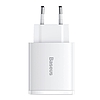 Baseus kompakt gyorstöltő, 2xUSB, USB-C, PD, 3A, 30 W, fehér (CCXJ-E02)