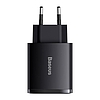 Baseus kompakt gyorstöltő, 2xUSB, USB-C, PD, 3A, 30 W, fekete (CCXJ-E01)