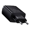 Baseus kompakt gyorstöltő, 2xUSB, USB-C, PD, 3A, 30 W, fekete (CCXJ-E01)