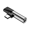 Baseus L41 USB-C Mini Jack 3,5 mm-es csatlakozóhoz + USB-C adapter, ezüst (CATL41-S1)