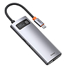 Baseus Metal Gleam Series 6 az 1-ben hub, USB-C - 3x USB 3.0 + HDMI + USB-C PD + Ethernet RJ45 (CAHUB-CW0G)