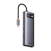 Baseus Metal Gleam Series 9 az 1-ben hub, USB-C - 32x USB 3.0 + 2x HDMI + USB 2.0 + USB-C PD + Ethernet RJ45 + microSD/SD (WKWG060013)