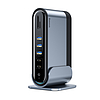 Baseus multifunkcionális HUB 3x USB 3.2 Gen 1 / 2x USB 2.0 / 2x USB Type C / SD és micro SD kártyaolvasó / AUX / 3x HDMI / RJ45 1Gbps tápellátás 100W (EU / CN / UK csatlakozók) szürke (CAHUB-DG0G)