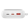 Baseus Qpow 20000mAh Power Bank, IP, USB, USB-C, 20 W Lightning kábellel, fehér (PPQD-H02)