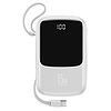 Baseus Qpow Power Bank USB-C kábellel, 10000mAh, 3A, 15W, fehér (PPQD-A02)
