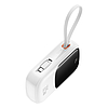 Baseus Qpow Pro+ 20000mAh 22,5W powerbank beépített USB-C kábellel és kijelzővel - fehér