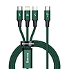 Baseus Rapid Series USB-C 3 az 1-ben kábel, mikro USB / Lightning / USB-C, 20 W, 1,5 m, zöld (CAMLT-SC06)