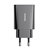 Baseus speed mini gyorstöltő, USB + USB-C, PD, 3A, 20 W, fekete (CCFS-SN01)