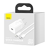 Baseus Super Si gyorstöltő 1C 20W adapter 1 m-es USB-C-Lightning kábellel, fehér (TZCCSUP-B02)