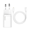 Baseus Super Si gyorstöltő 1C 20W adapter 1 m-es USB-C-Lightning kábellel, fehér (TZCCSUP-B02)