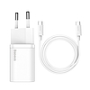 Baseus Super Si gyorstöltő 1C 25W adapter USB-C-USB-C 1 m-es kábellel, fehér (TZCCSUP-L02)