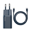 Baseus Super Si Quick Charger 1C 20W fali töltő 1 m-es USB-C-Lightning kábellel, kék (TZCCSUP-B03)