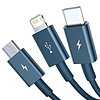 Baseus Superior Series 3 az 1-ben USB-kábel, USB-Micro USB / USB-C / Lightning, 3,5 A, 1,2 m, kék (CAMLTYS-03)