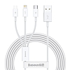 Baseus Superior Series 3 az 1-ben USB-kábel, USB-mikro-USB / USB-C / Lightning, 3,5 A, 1,2 m, fehér (CAMLTYS-02)