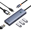 Baseus UltraJoy 6 az 1-ben USB-C Hub, HDMI4K@30Hz1+3xUSB 3.0+PD+RJ45 szürke (B00052802811-00)