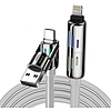 BlitzWolf BW-HDC6 4 az 1-ben USB-C/USB-A - USB-C/Lightning kábel, 1,2m, 240W, RGB szürke (BW-HDC6 Grey)