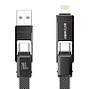 BlitzWolf BW-HDC7 4 az 1-ben USB-C+USB+Lightning kábel, 240W, 1.2m (fekete)