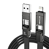 BlitzWolf BW-HDC7 4 az 1-ben USB-C+USB+Lightning kábel, 240W, 1.2m (fekete)