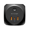 Blitzwolf BW-PC1 hálózati töltő 3 AC csatlakozóval, 2x USB, 1x USB-C fekete