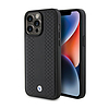 BMW bőr gyémánt mintás tok iPhone 15 Pro készülékhez fekete (BMHCP15L22RFGK)