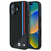 BMW M hálós, háromszínű csíkos MagSafe tok iPhone 16-hoz - fekete