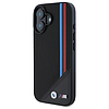 BMW M hálós, háromszínű csíkos MagSafe tok iPhone 16-hoz - fekete
