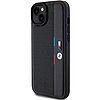 BMW perforált háromszínű vonalú tok iPhone 15 / 14 / 13-hoz - fekete