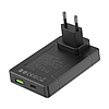 Budi univerzális fali töltő, USB + USB-C, PD 65W + EU/UK/US/AU adapterek, fekete (337)