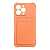 Card Armor Case tok tasak borító iPhone 12 Pro Card Wallet szilikon légzsák páncél tok narancssárga