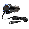 CC05 Autós Töltő 2 Portos PD60 W + USB-C Kábel - Fekete