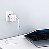 Choetech gyors GaN fali töltő USB Type C PD USB-A QC3.0 65W 3,25A fehér (PD8002)