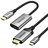 Choetech készletadapter HUB USB Type C - HDMI 2.0 (3840 x 2160 @ 60Hz) szürke (HUB-H12) + USB kábel Type C - HDMI (3840 x 2160 @ 60Hz) 2m szürke (CH0021)