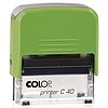 Colop Printer C 40 szövegbélyegző önfestékező nyári színek zöld ház fehér alsó résszel fekete párnával 23x59 mm