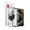 Crong Anti-Bacterial 3D Armor Glass - 9H teljes képernyős edzett üveg iPhone 15 Pro Max + beépítési kerethez (CRG-AB3DAG-IP15PM)