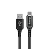 Crong Armor Link - USB-A-USB-C 60W 3A fonott kábel tápellátás gyors töltés 25cm fekete (CRG-AL025USAC-BLK)