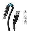 Crong Armor Link - USB-C-USB-A 60 W-os fonott kábel tápellátás, gyorstöltés 150 cm fekete (CRG-AL15USAC-BLK)