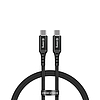 Crong Armor Link - USB-C-USB-C 60 W-os fonott kábel tápellátás, gyorstöltés 150 cm fekete (CRG-AL15USCC-BLK)