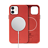 Crong Essential Cover Magnetic - Bőr tok iPhone 12 / iPhone 12 Pro MagSafe piros telefonhoz (CRG-ESSM-IP1261-RED)
