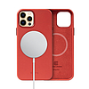 Crong Essential Cover Magnetic - Bőr tok iPhone 12 Pro Max MagSafe piros telefonhoz (CRG-ESSM-IP1267-RED)