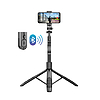 Crong SelfieGo Ultra - Alumínium Bluetooth selfie stick állvány fekete (CRGSGU1BLK)