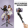 Crong SelfieGo Ultra - Alumínium Bluetooth selfie stick állvány fekete (CRGSGU1BLK)