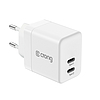 Crong Ultra Compact GaN - Fali töltő 2x USB-C tápellátás 35W fehér (CRG-GNCC35-WHI)