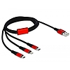 Delock 1 m hosszú, USB töltő kábel 3 az 1-ben Lightning -, Micro USB- és USB Type-C csatlakozáshoz (85892)