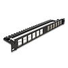 Delock 19 Keystone patch panel 24 porttal hajlított húzásmentesített fekete