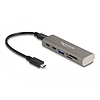 Delock 3 portos USB 10 Gbps hub beépített SD és Micro SD kártyaolvasóval, valamint USB Type-C csatlakoztatóval
