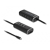 Delock 3 portos USB 10 Gbps hub, SD és Micro-SD kártyaolvasóval USB Type-C , 60 cm hosszú kábellel és portokhoz tartozó kapcsolóval