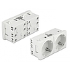 Delock 45 x 45 mm méretű, 2 modulos, bővíthető, 45 elrendezésű Easy 45 földelt hálózati csatlakozóaljzat
