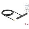 Delock 5G LTE antenna SMA-dugó 3 dBi mindenirányú RG-174-es csatlakozó kábellel biztosított, 3 m öntapadós csatlakozás kültéri, fekete színű